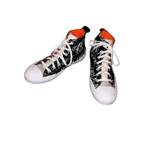 Converse Men's Black Not A Chuck Graffiti Sneakers Size 5 Preowned‎ - Picture 1 of 12